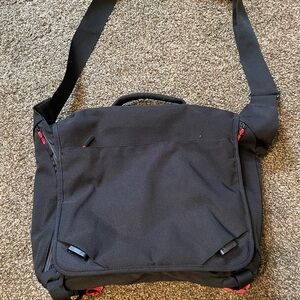 Port Authority Black and Red Messenger Bag